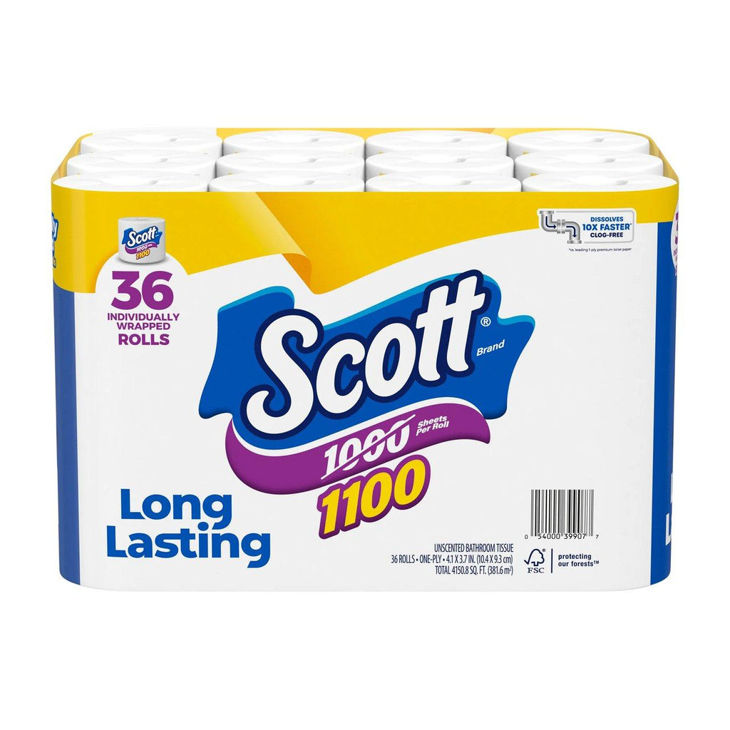 Scott 1100 Unscented Bath Tissue, 36 Rolls, 36 x 1100