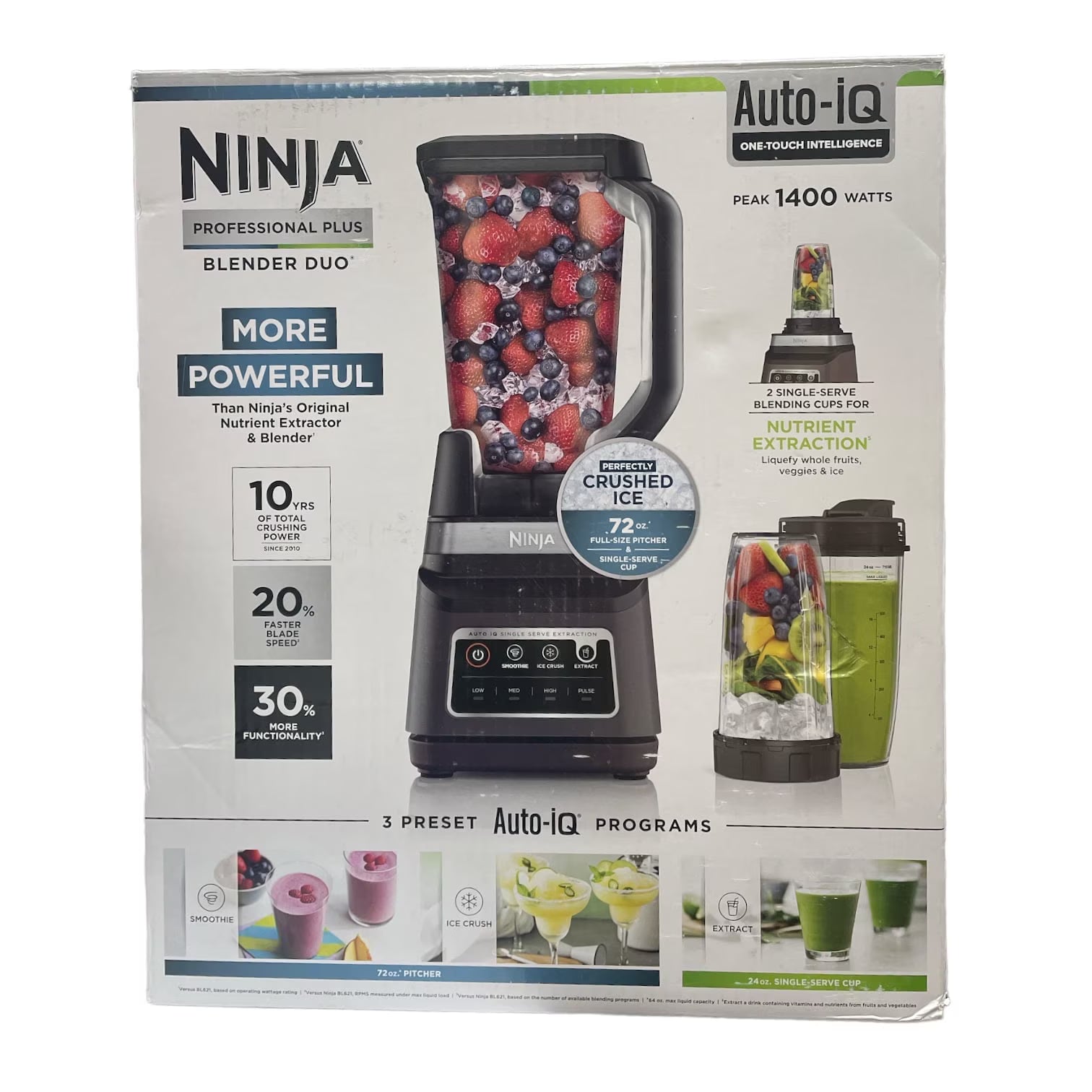 Ninja Professional Plus Blender DUO with Auto-iQ® | 1400 Watts | 72 oz Pitcher + (2) 24 oz Single-Serve Cups