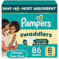 Pampers Swaddlers Ultra Day & Night Diapers Size 8 (30+ lbs), 86 Count